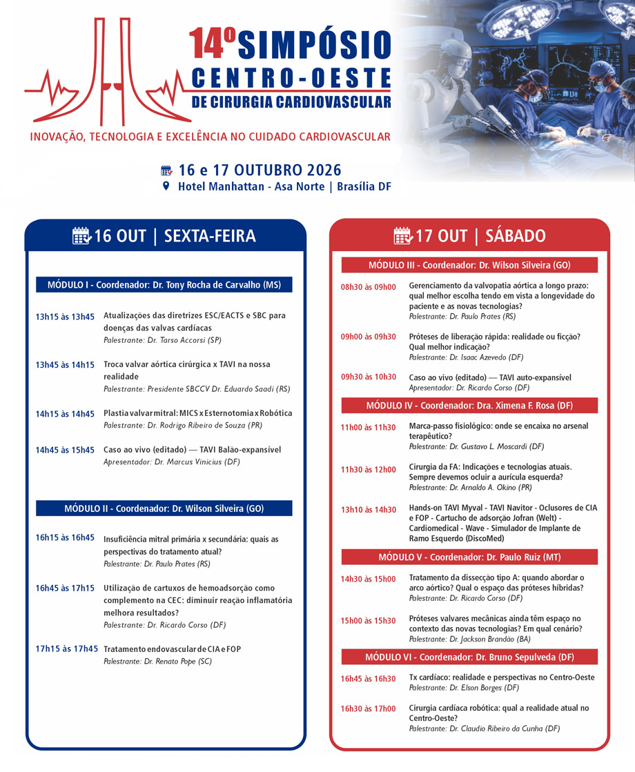 Banner oficial do 14º Simpósio da Associação Centro-Oeste de Cirurgia Cardiovascular